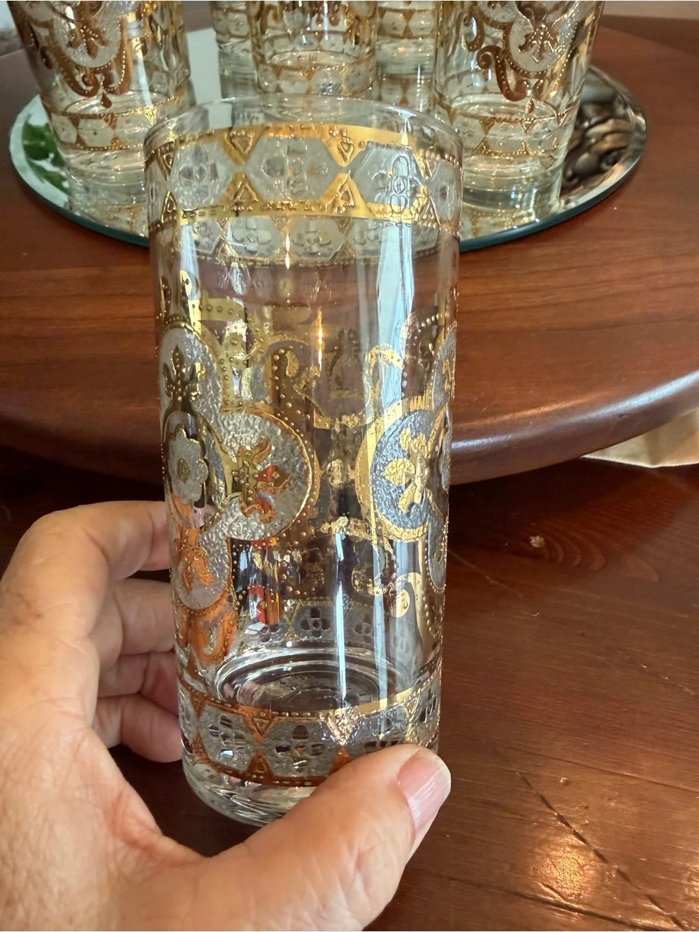 Set of 8 Vintage Mid Century Culver Chantilly highball glasses 22K gold gilding
